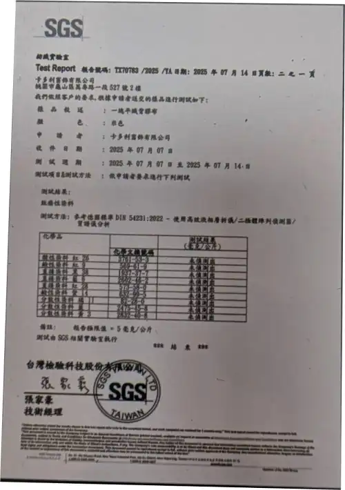 致癌物染劑 未檢出